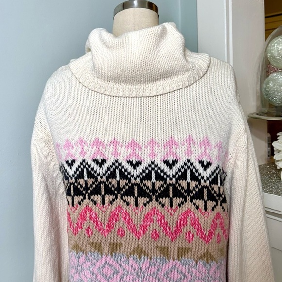 Talbots Cowl Neck Fair Isle Print Long Sleeve Sweater XL - Picture 10 of 13